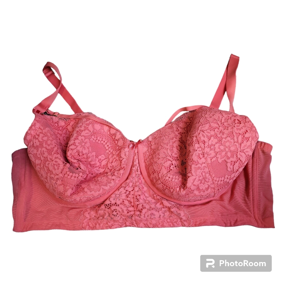 Coral Pink Lace Bra
